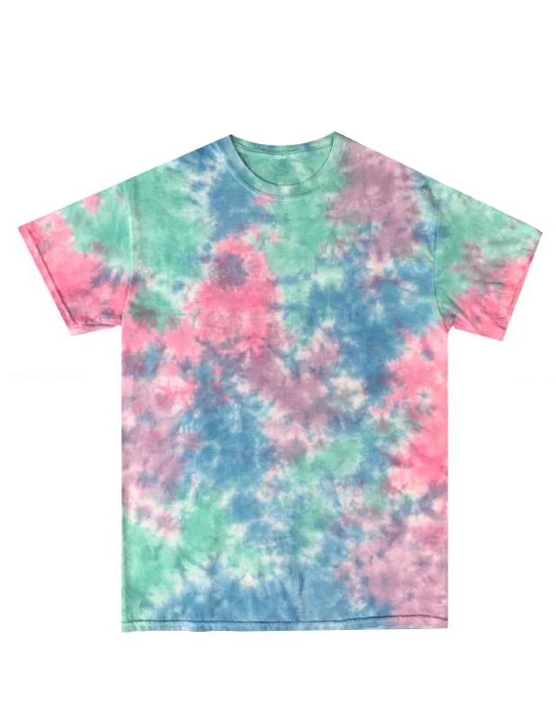 Mint, Pink & Blue Blotchy Tie Dye T-Shirt