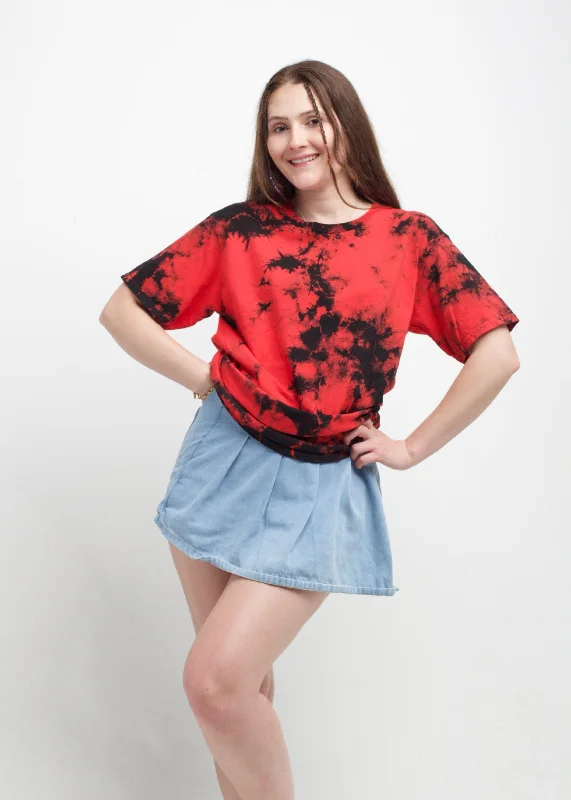 Red / Black Crystal Wash Tie Dye T-Shirt