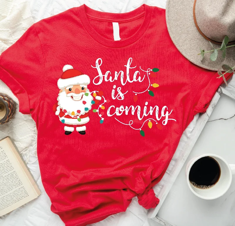 Santa Is Coming Shirt, Merry Christmas Shirts, Christmas T-Shirts, Christmas Gift, Christmas Family T-Shirt, Holiday Gifts, G173