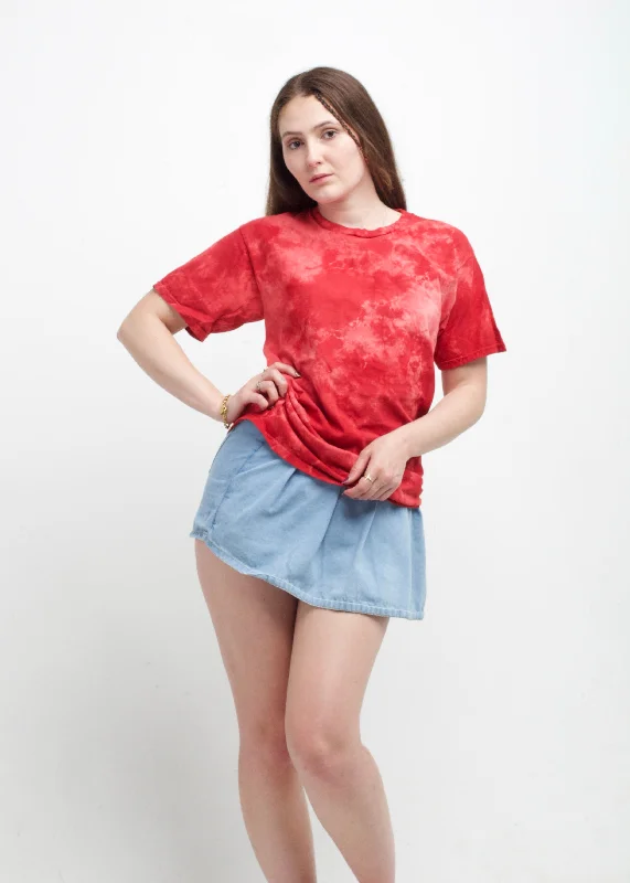 Red Crystal Wash Tie Dye T-Shirt