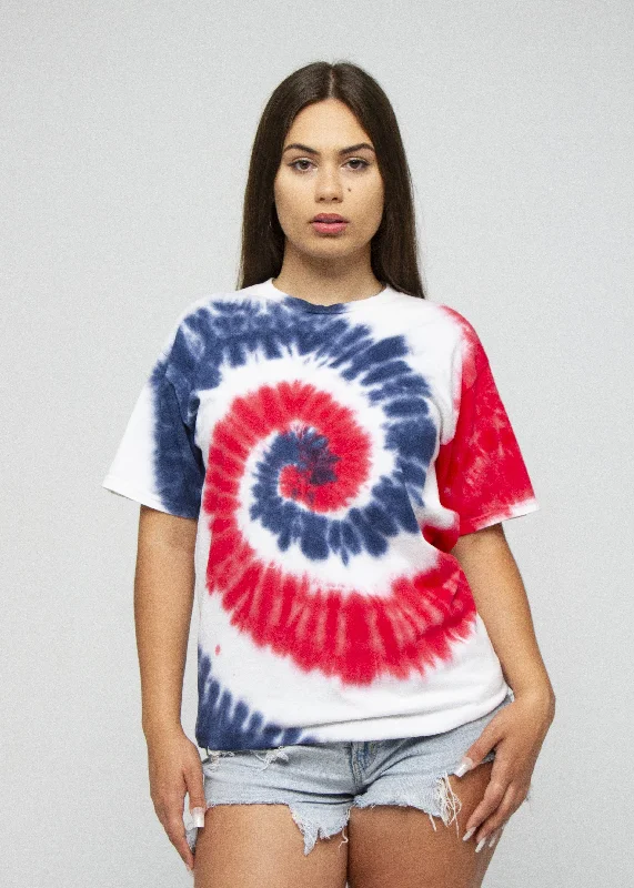 Red, White & Blue Spiral Tie Dye T-Shirt