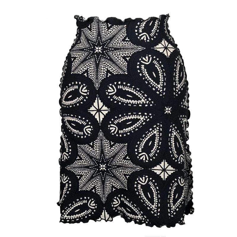 Black Cuba Jacquard Knit Bias Skirt