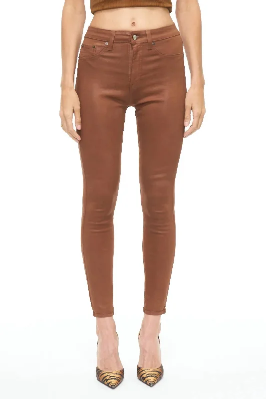 Aline Coated Skinny Jeans In Cognac