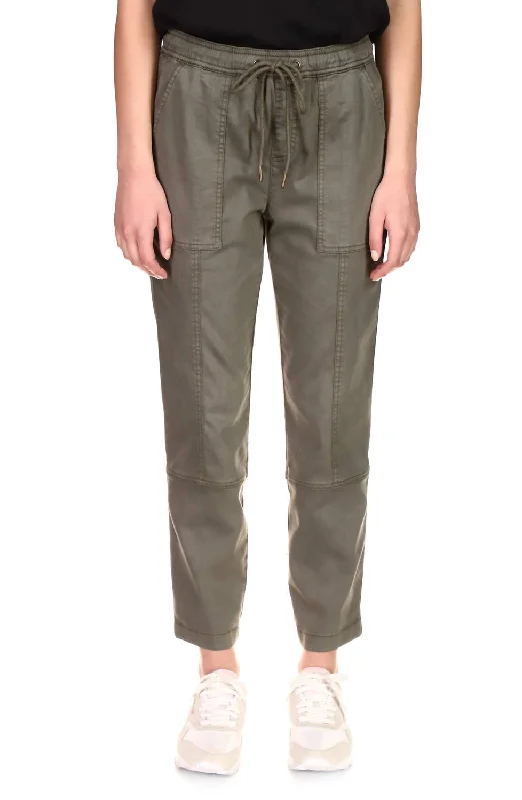 Cross Country Pull On Straight Leg Pants In Hiker Green