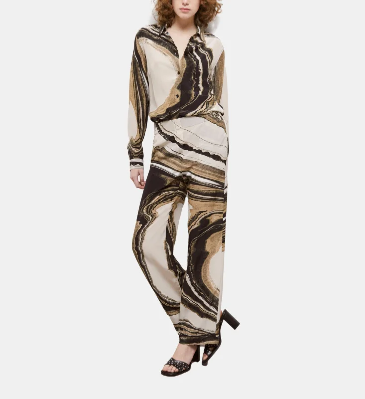 Printed Flowing Silk Pants