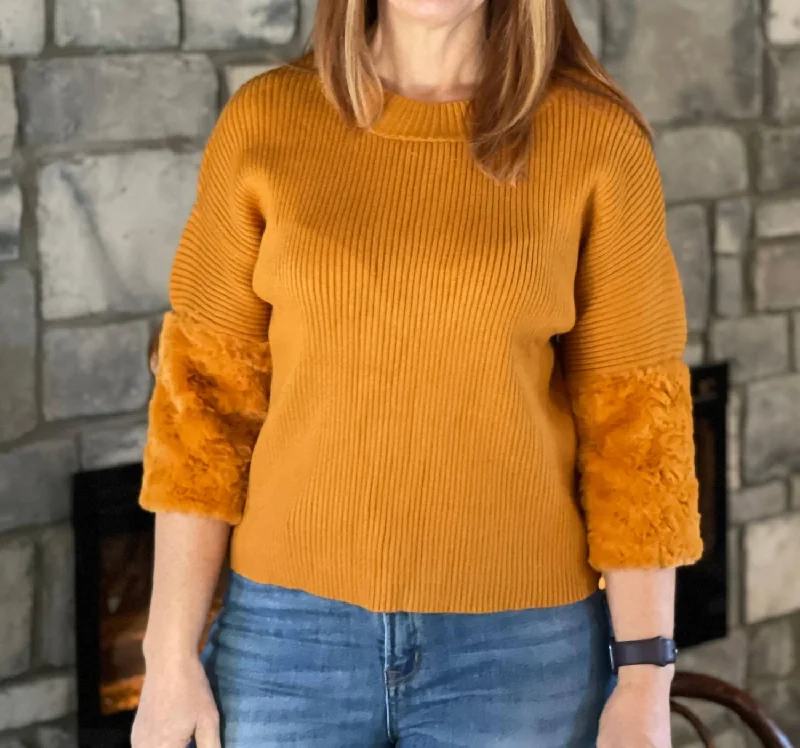 Furry & Fabulous Sweater In Mustard