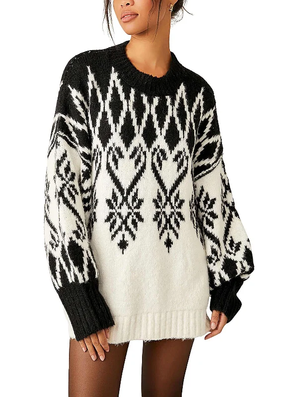 Womens Knit Printed Tunic Sweater