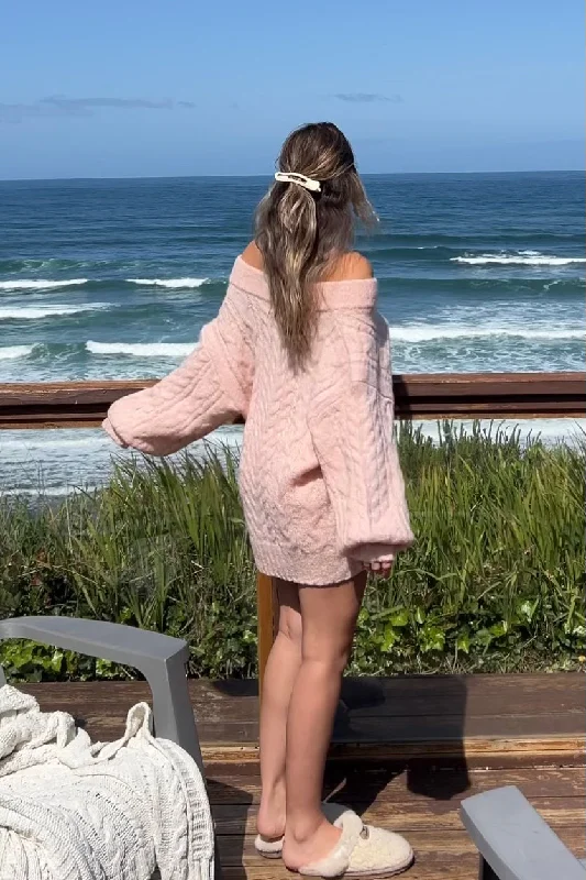 Collecting My Thoughts Oversized Sweater Dress (Blush Pink)