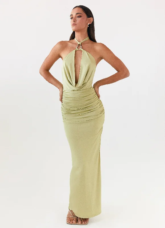 Samara Halterneck Maxi Dress - Sage