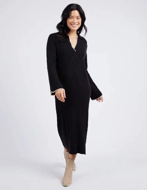 Elm Maple Knit Dress Black