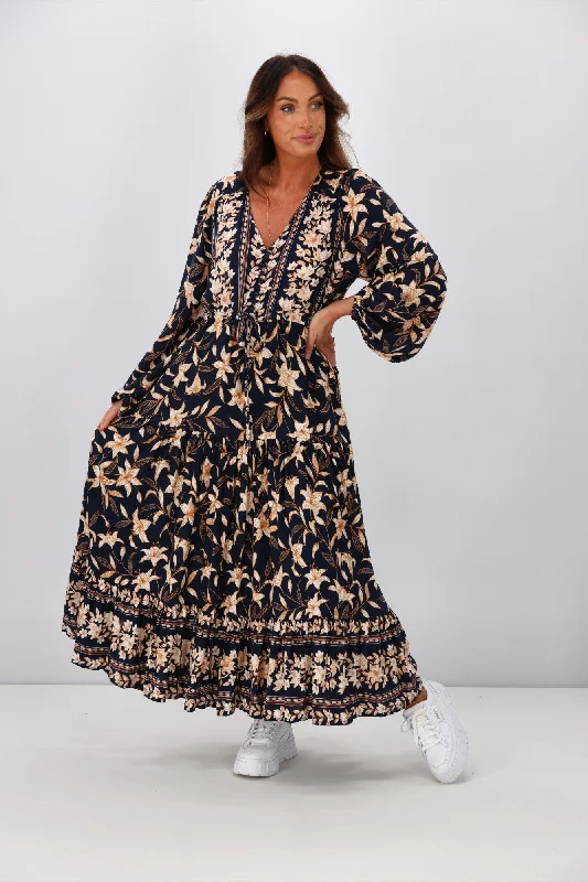 Salty Bright Luna Floral Dress Navy