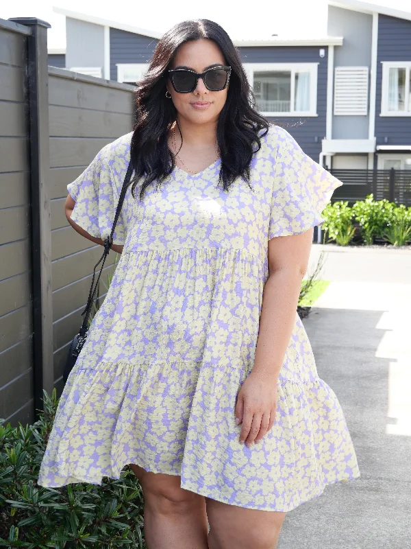 Sunday Boho Violet Dress Lilac Floral